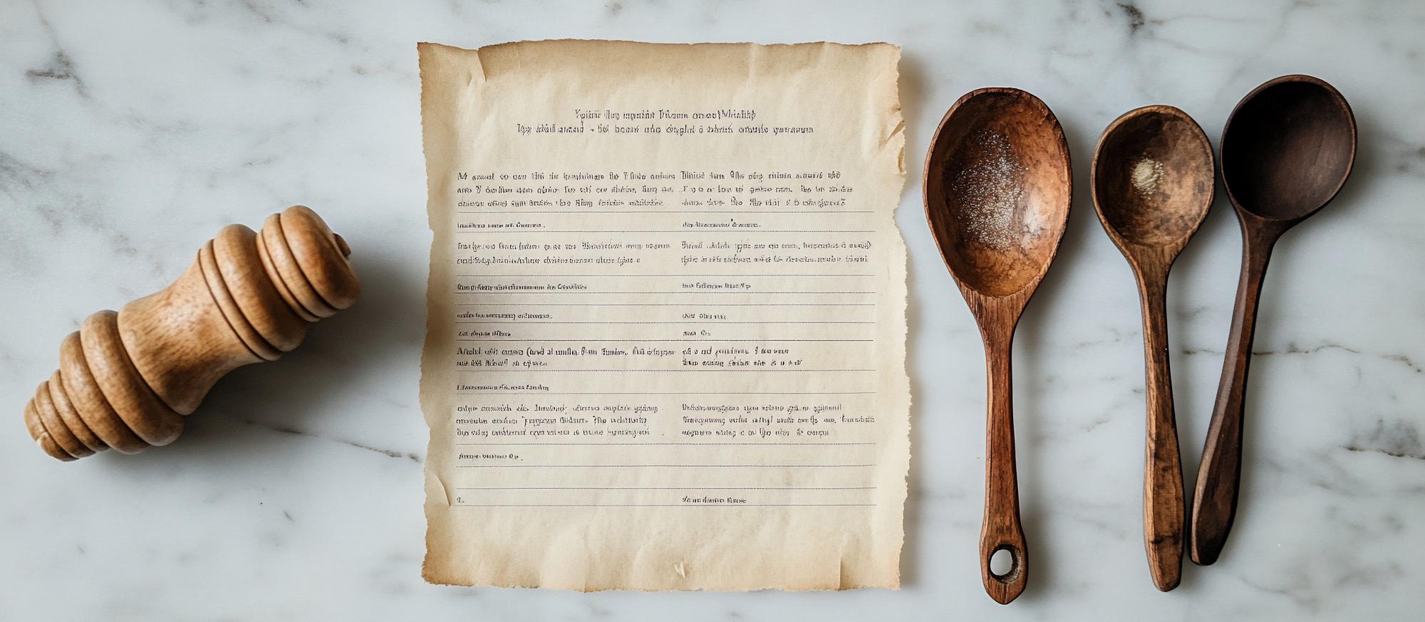 Sample menu layout and notes